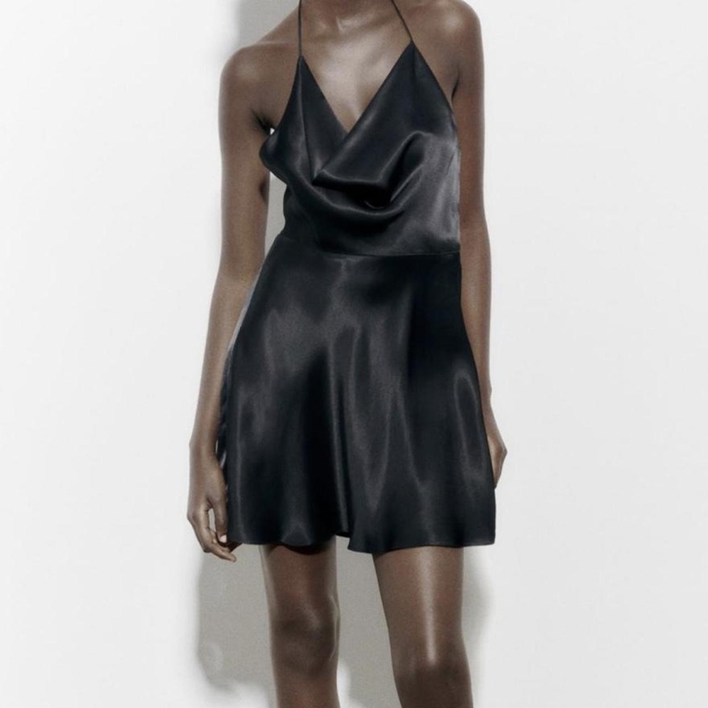 ZARA SATIN EFFECT MINI DRESS